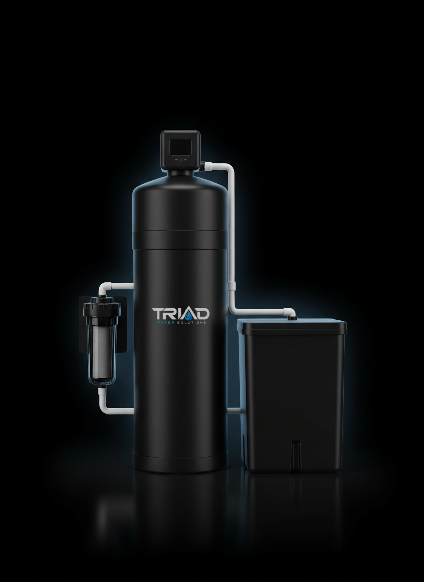 Triad Water Solutions water softener with brine tank and sediment pre-filter